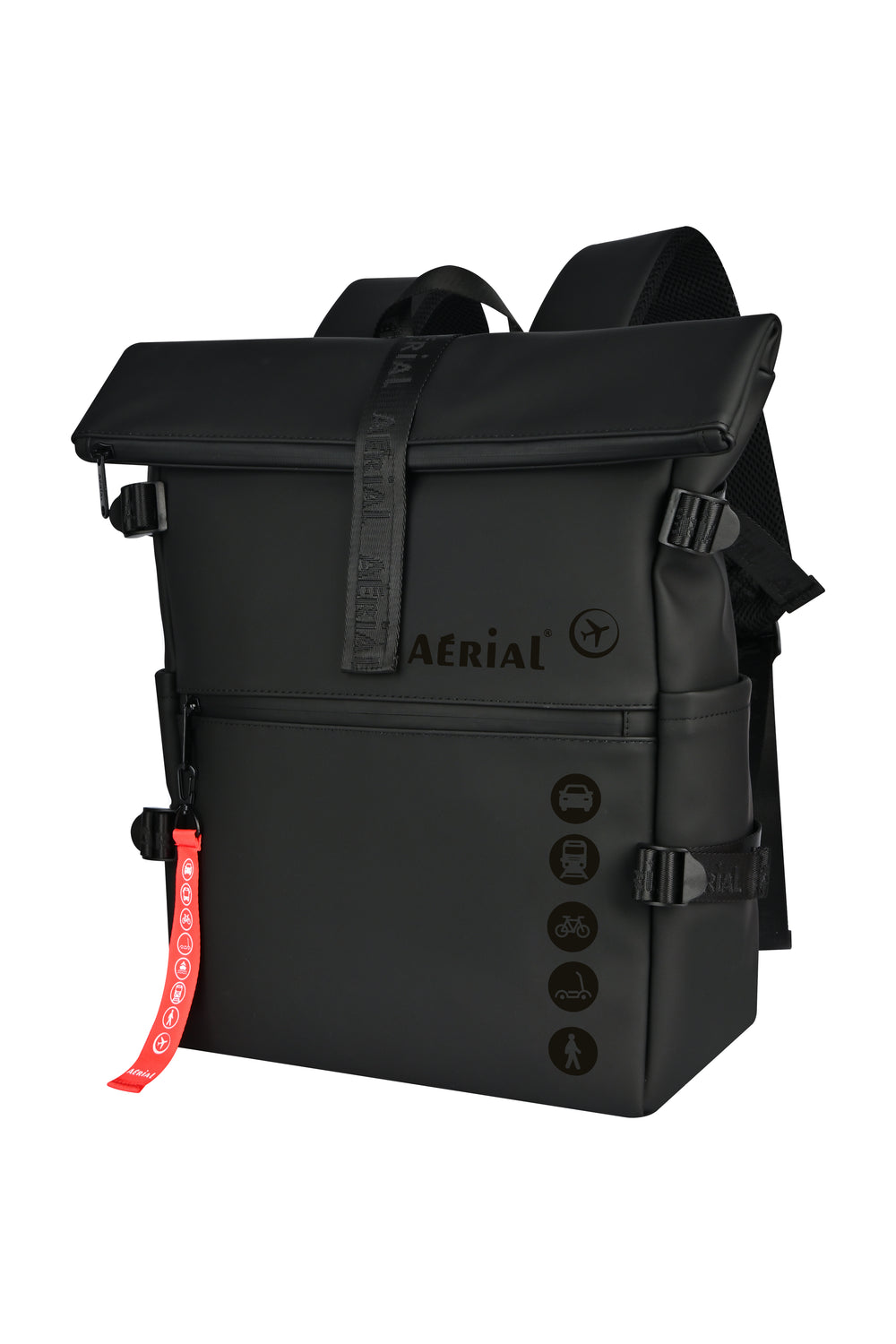 Aerial Urban Black Roll-Top Backpack