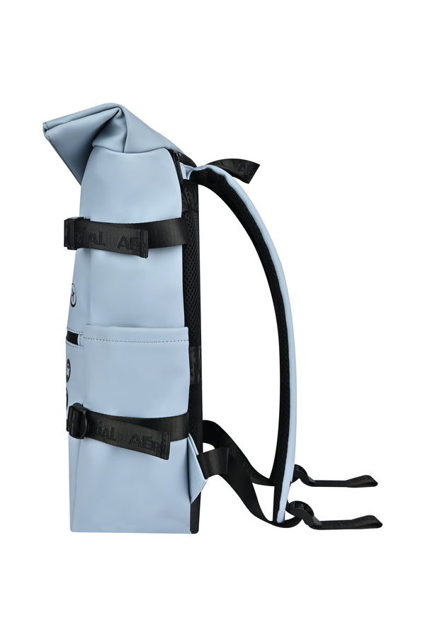 Aerial Urban Light Blue Roll-Top Backpack