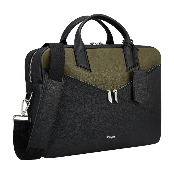 S.T. Dupont Neo Capsule Grained Leather Khaki Bicolor Laptop Bag