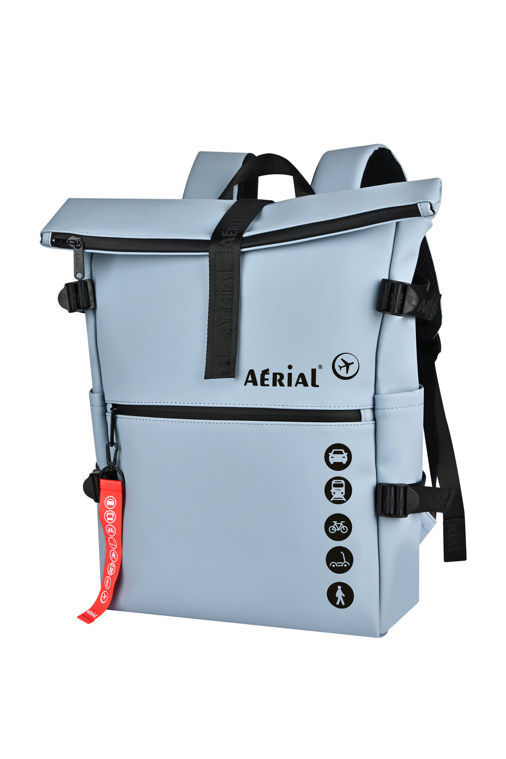Aerial Urban Light Blue Roll-Top Backpack