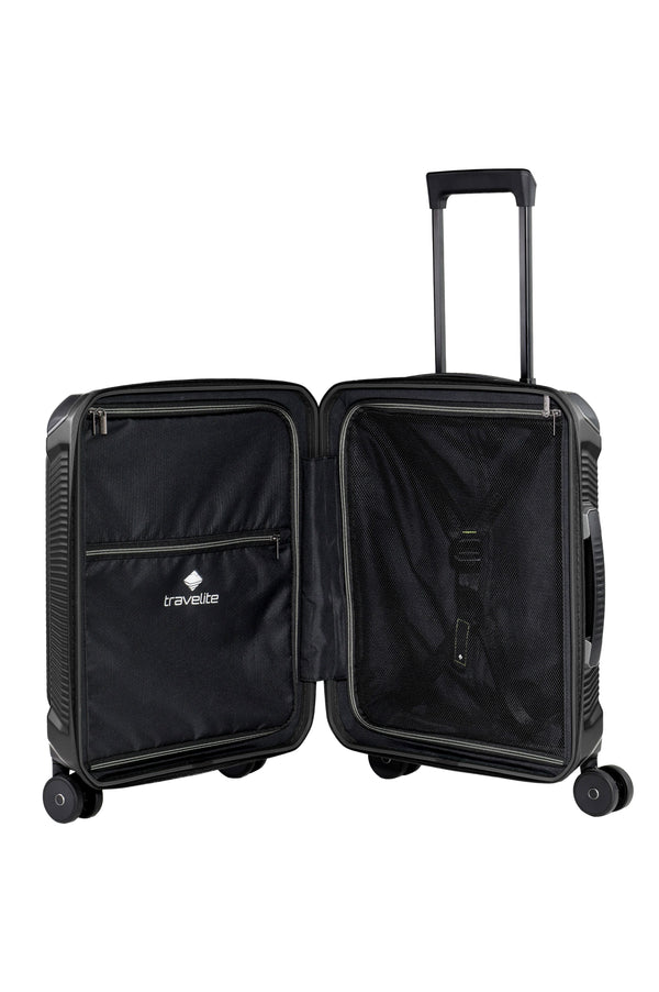 Travelite Millennium Small Black Suitcase w/ Front Pocket