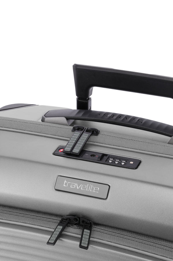 Travelite Millennium Small Silver Suitcase w/ Front Pocket