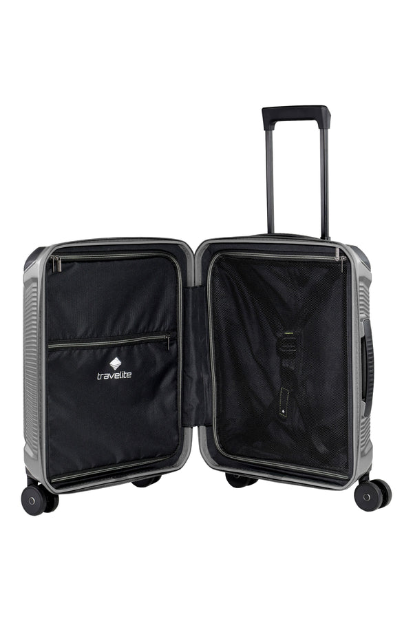 Travelite Millennium Small Silver Suitcase w/ Front Pocket
