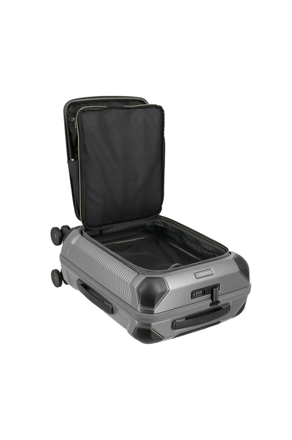 Travelite Millennium Small Silver Suitcase w/ Front Pocket