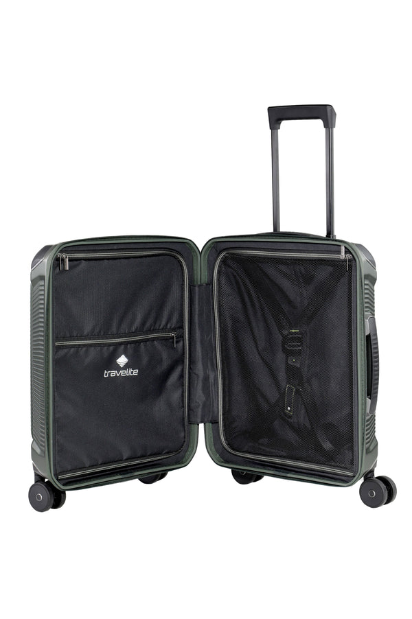 Travelite Millennium Small Pine Green Suitcase w/ Front Pocket