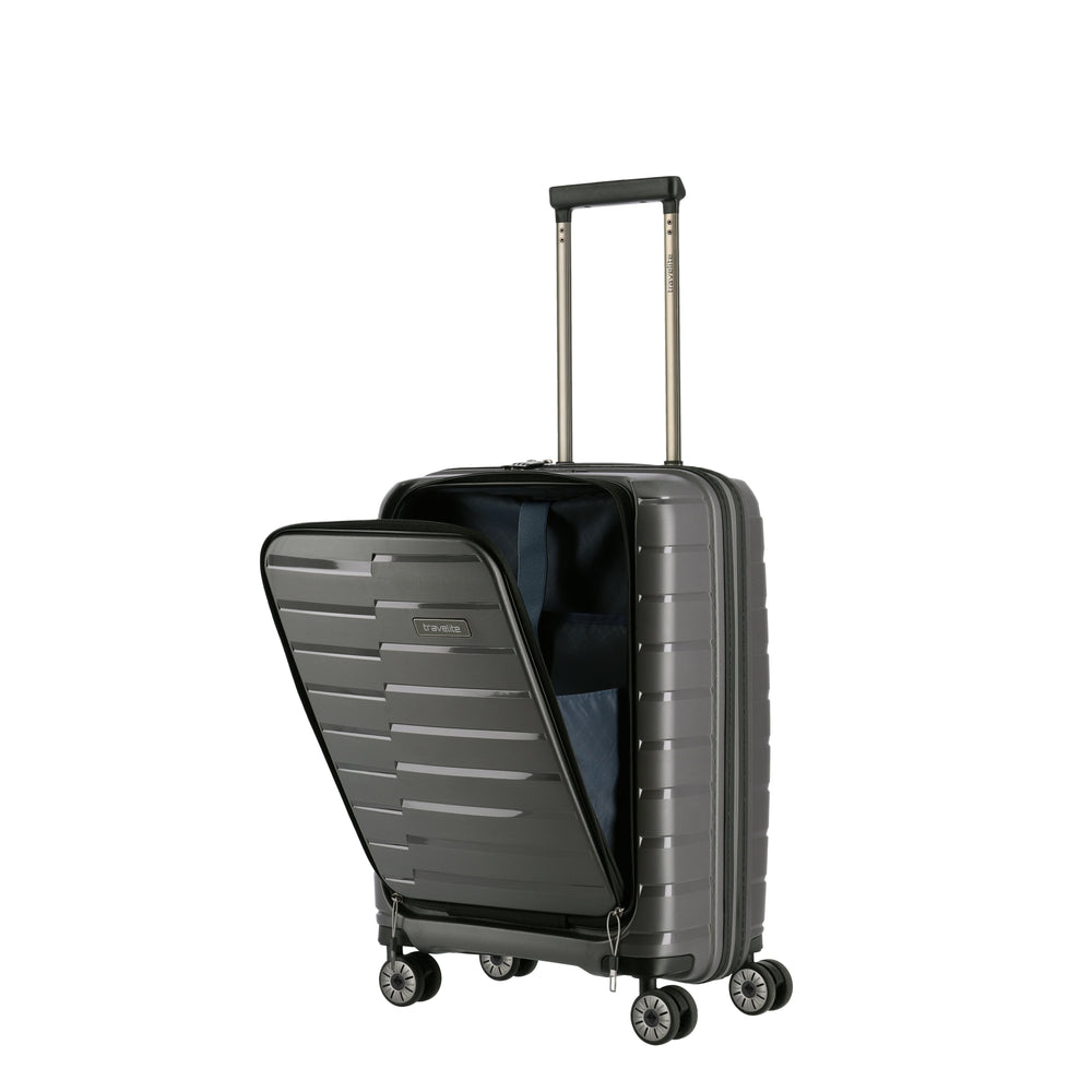 Travelite Air Base Anthracite Small Suitcase w/Front Pocket