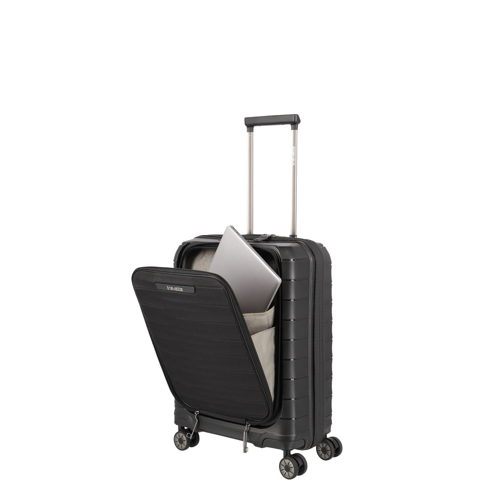 Travelite Mooby Black Small Suitcase w/Front Pocket