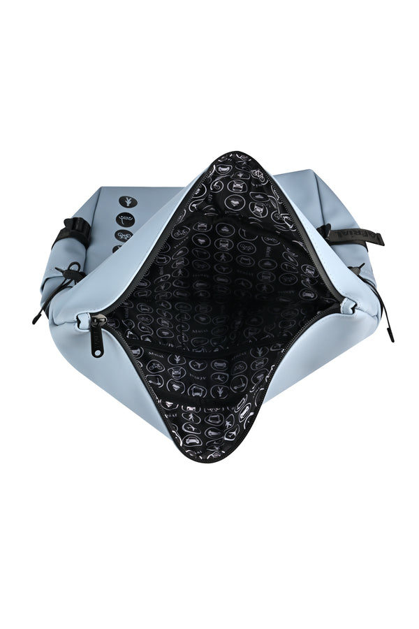 Aerial Urban Light Blue Roll-Top Backpack
