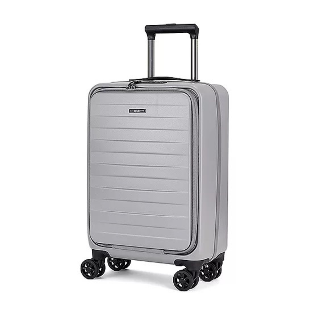 Rock Eden Grey Small Suitcase w/ Front Pocket