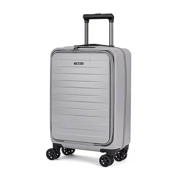 Rock Eden Grey Small Suitcase w/ Front Pocket