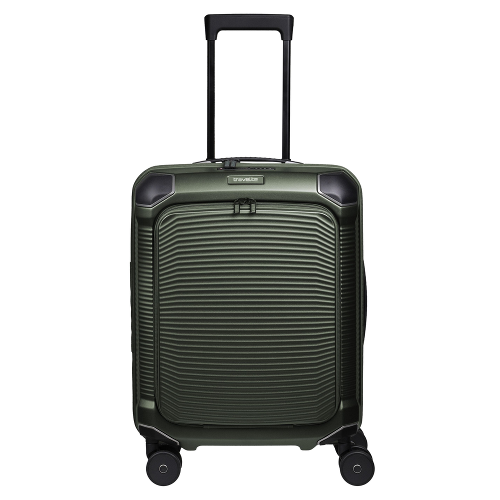 Travelite Millennium Small Pine Green Suitcase w/ Front Pocket