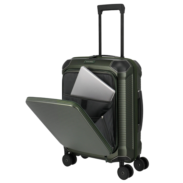Travelite Millennium Small Pine Green Suitcase w/ Front Pocket