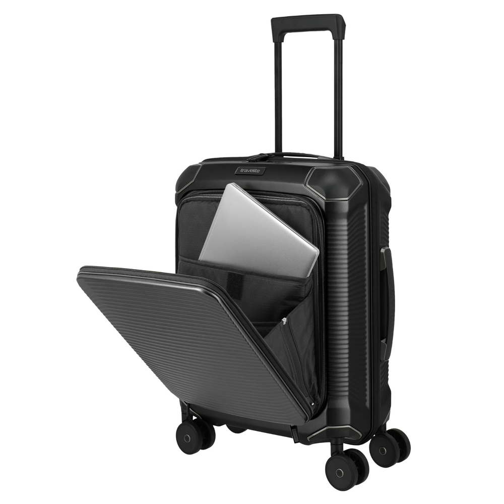 Travelite Millennium Small Black Suitcase w/ Front Pocket
