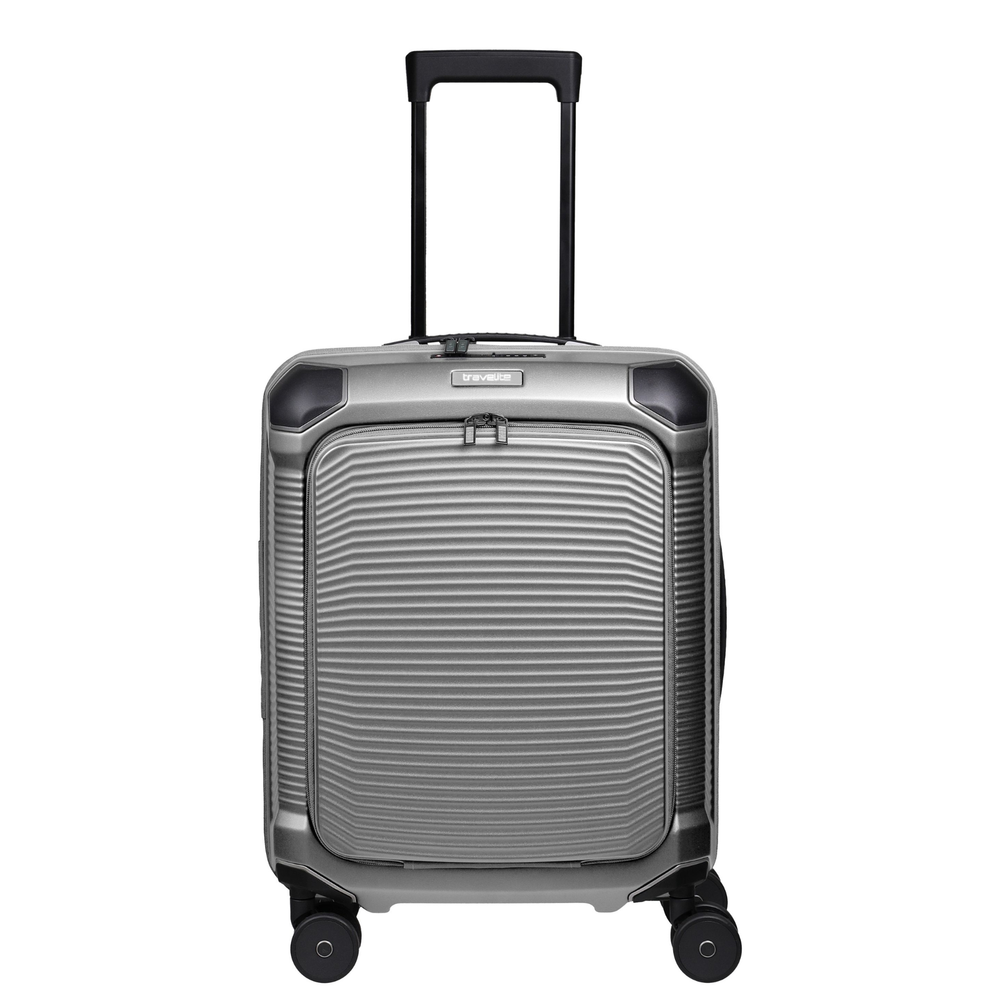 Travelite Millennium Small Silver Suitcase w/ Front Pocket