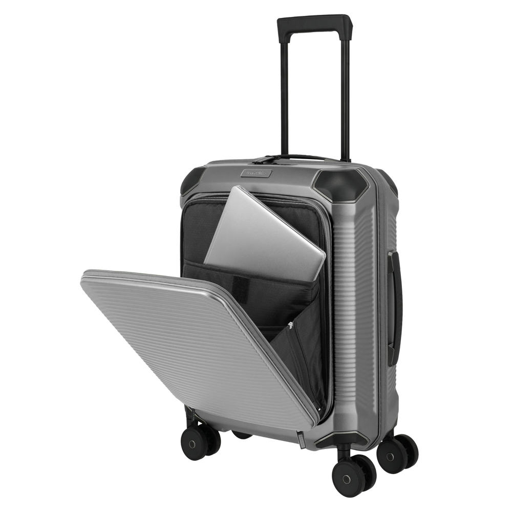 Travelite Millennium Small Silver Suitcase w/ Front Pocket