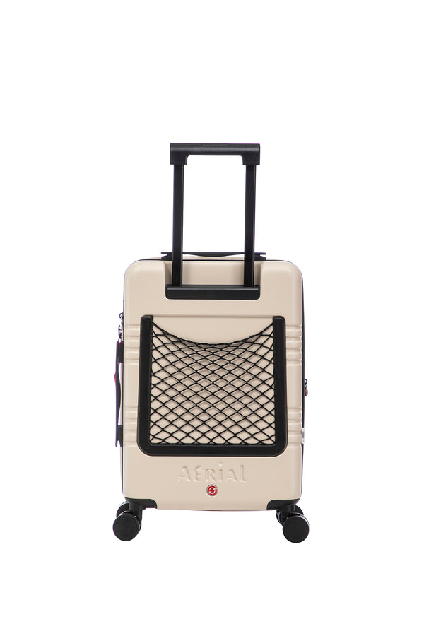 Aerial Cabin Size Beige Suitcase w/ Easy Pocket
