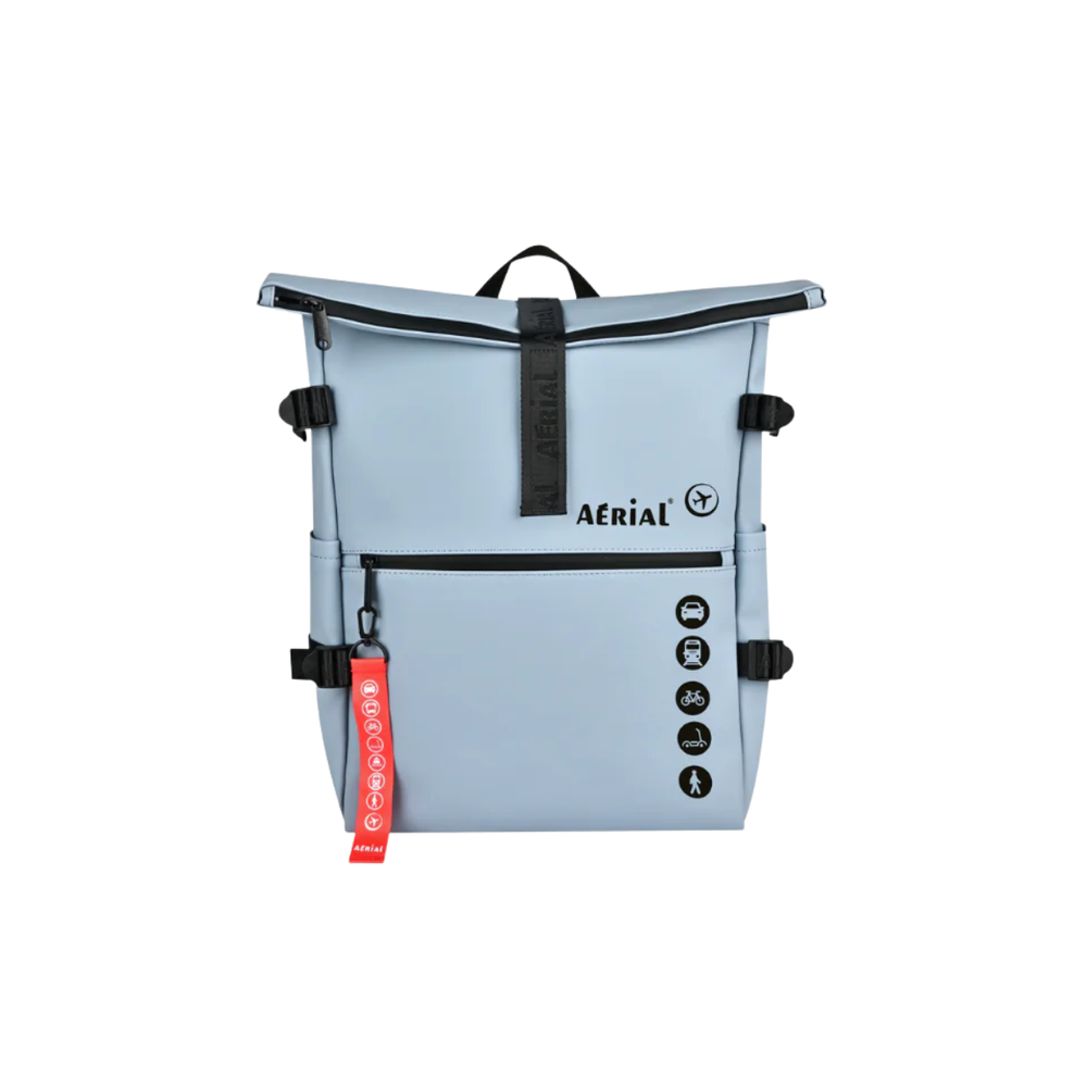 Aerial Urban Light Blue Roll-Top Backpack