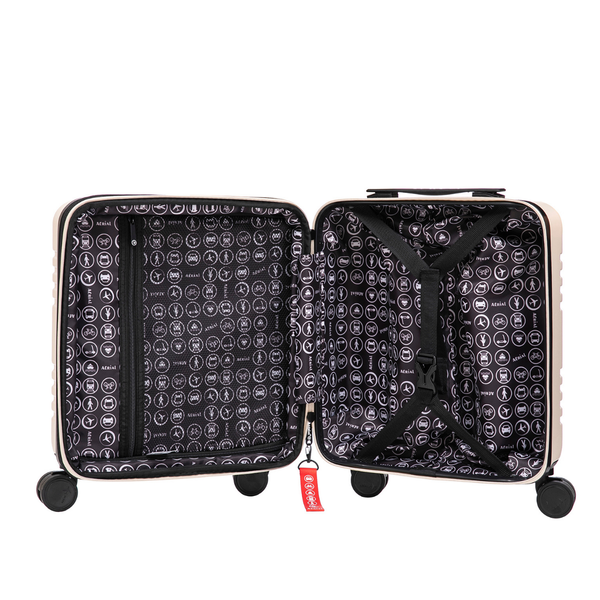 Aerial ABS Under Seat Suitcase Beige with Easy Rapid Pocket