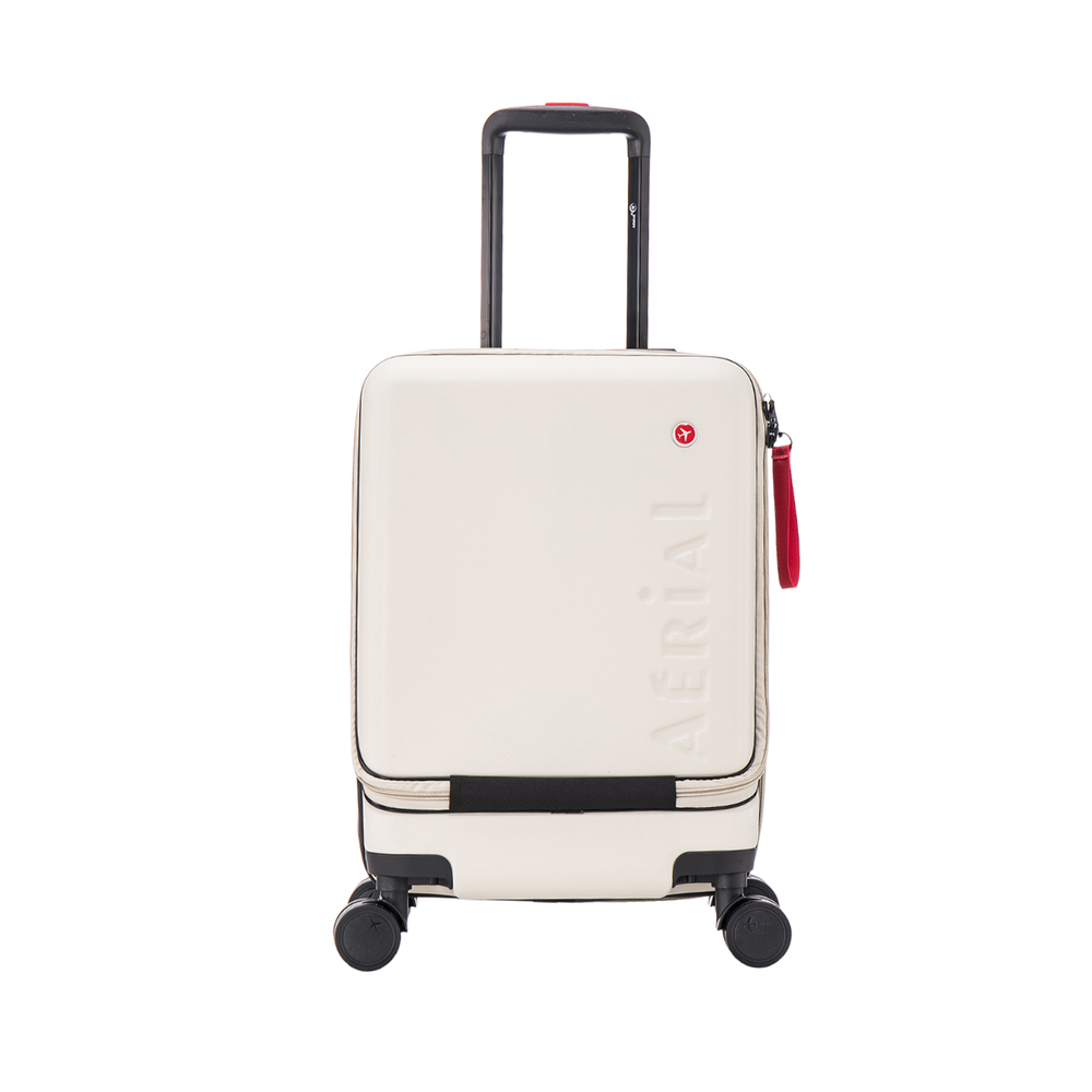 Aerial Multimedia Beige Cabin Suitcase w/Front Pocket